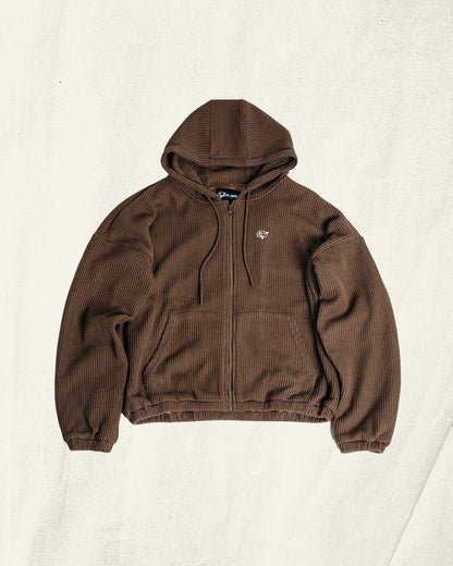 Cropped Zip Hoodie (Walnut)